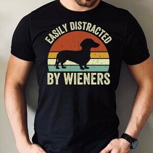 Dachshund Shirt Funny Dog Shirt Easily Distracted By Wieners Tee